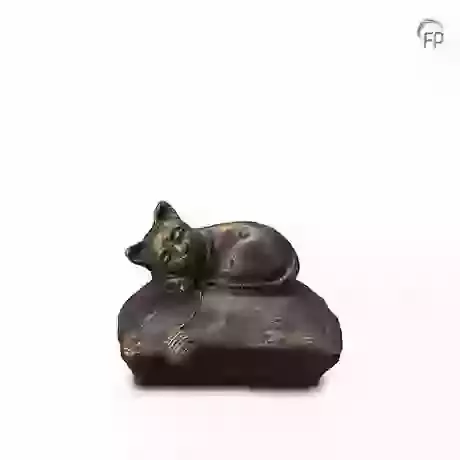 Bronze Sleeping Cat On Pillow